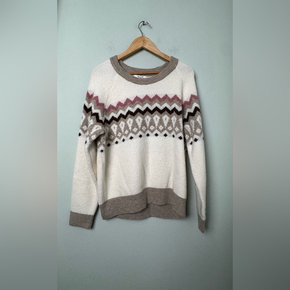 NWT Madewell Wool Blend Fair Isle Markham Pullover Sweater Antique Cream Large - Picture 5 of 15